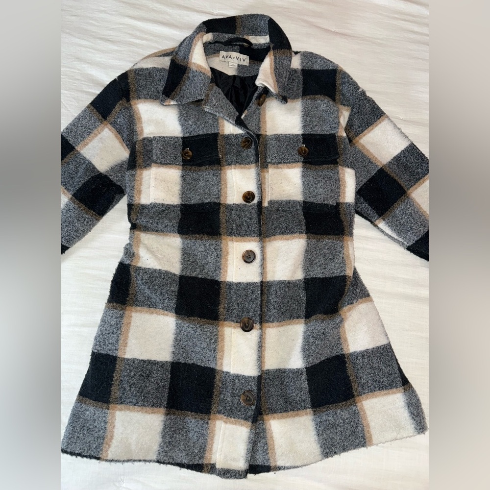 Ava & Viv Plaid/Flannel Coat 1X